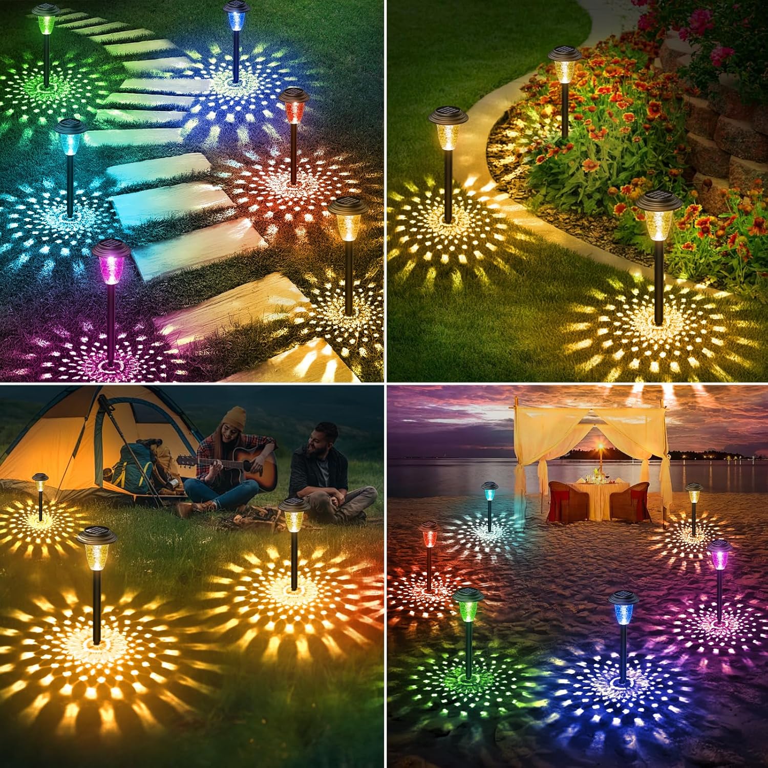 Thumbnail 6 de BUCASA 8 Pièces Lampe Solaire Extérieur Jardin – Éclairage LED couleur et Blanc chaud, Étanche, sans câbles
