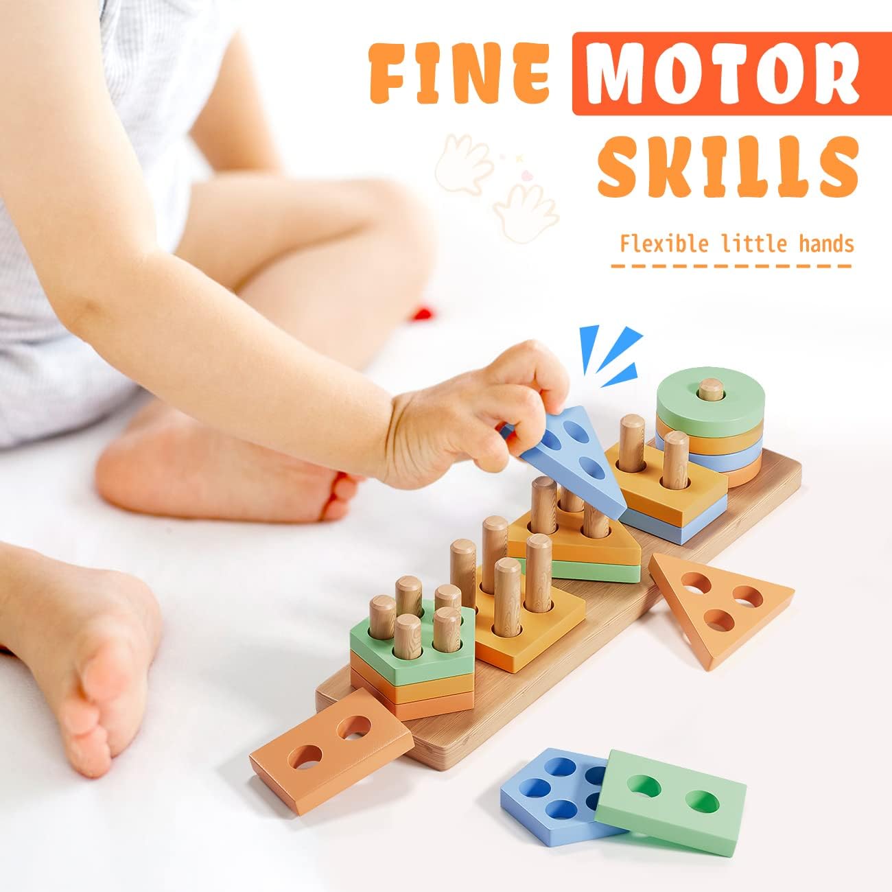 Detalle de KmmiFF Wooden Shape Sorter Montessori Toy for 1–3 Years 🎲