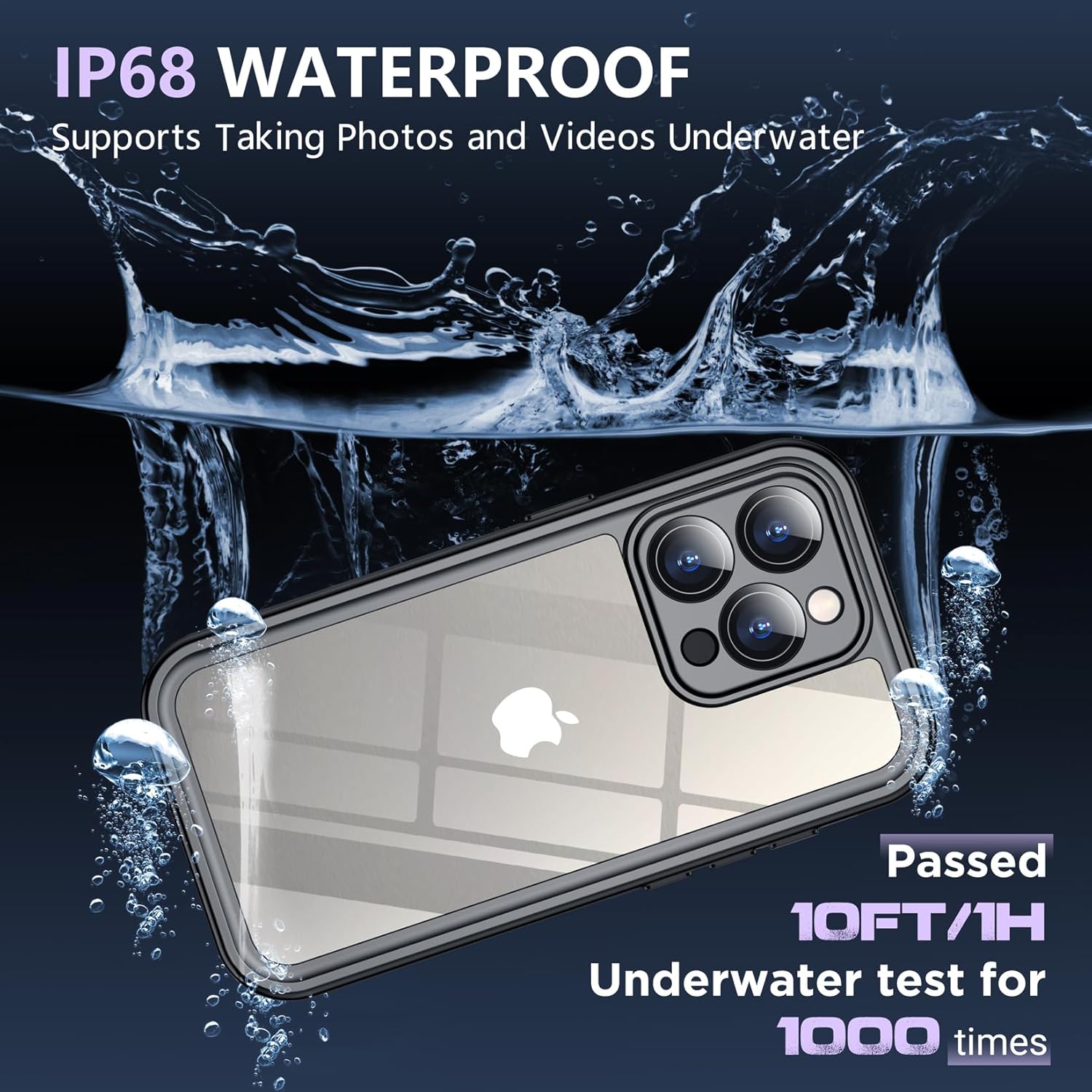 Thumbnail 3 de SPIDERCASE for iPhone 15 Pro Waterproof Case (IP68, Built-in Screen & Lens Protector) — Black