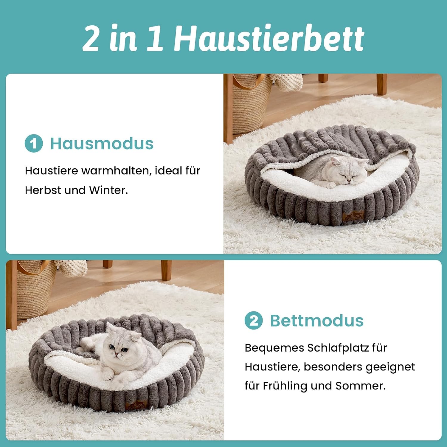 Detalle 1 de COZY KISS Katzenbett 58x58x15cm