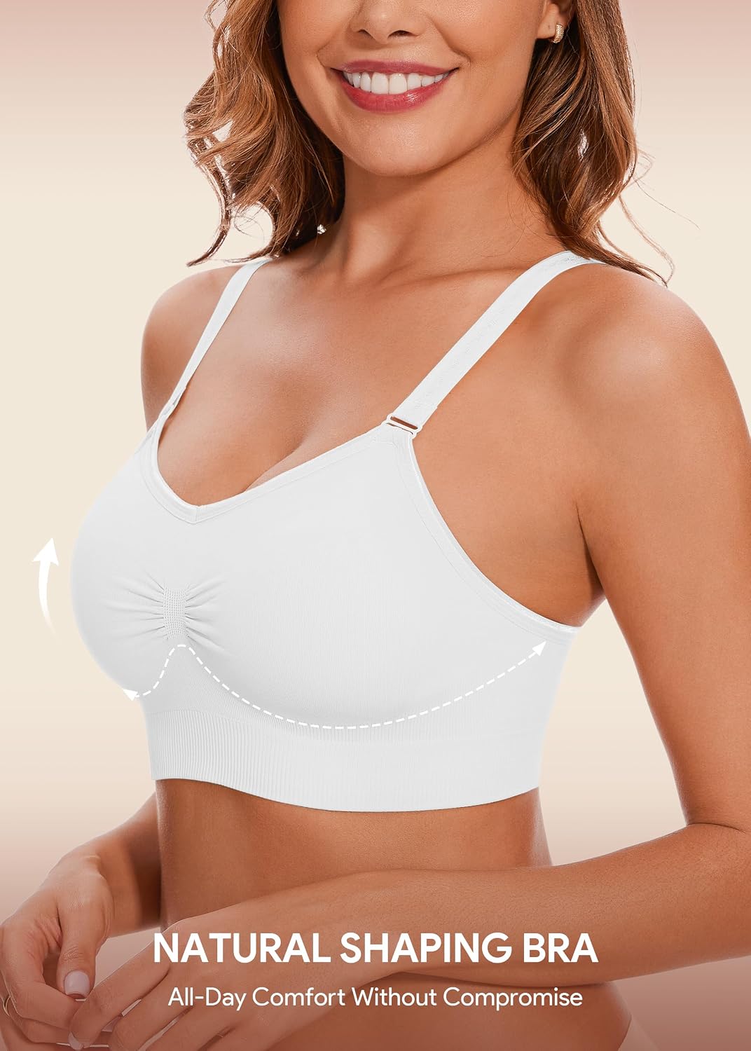 Thumbnail 2 de HBselect 4er Pack Nahtlose Bügellose Sports-Bralettes für Damen mit herausnehmbaren Einlagen