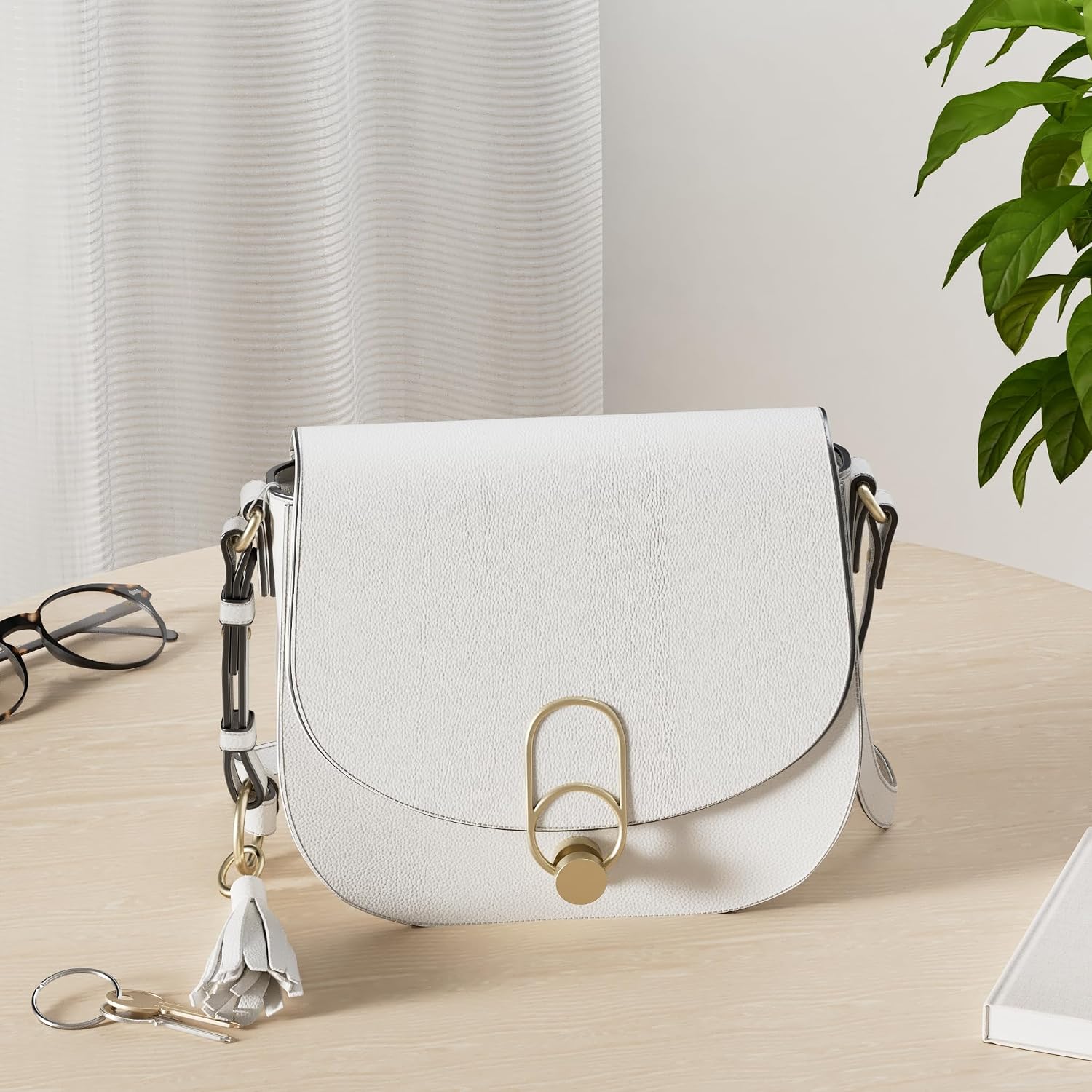 Thumbnail 2 de Miss Lulu Women Cross Body Bag with Tassel, PU Leather Flap and Lock Closure