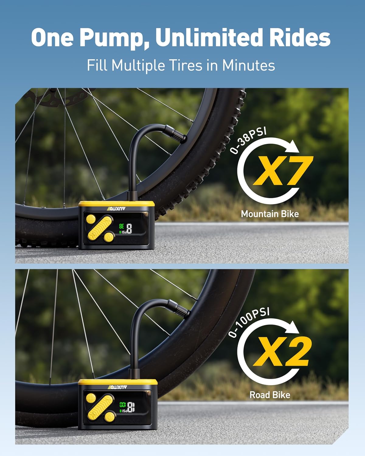 Thumbnail 2 de AUXITO Mini Electric Bike Pump 120 PSI