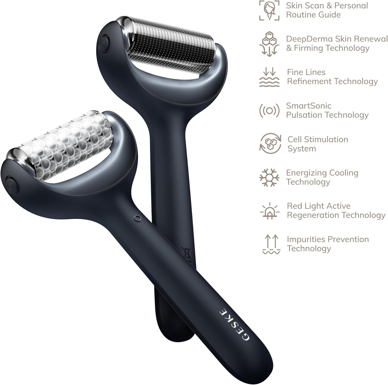 Detalle de GESKE SmartAppGuided MicroNeedle Face & Body Roller – 8 en 1