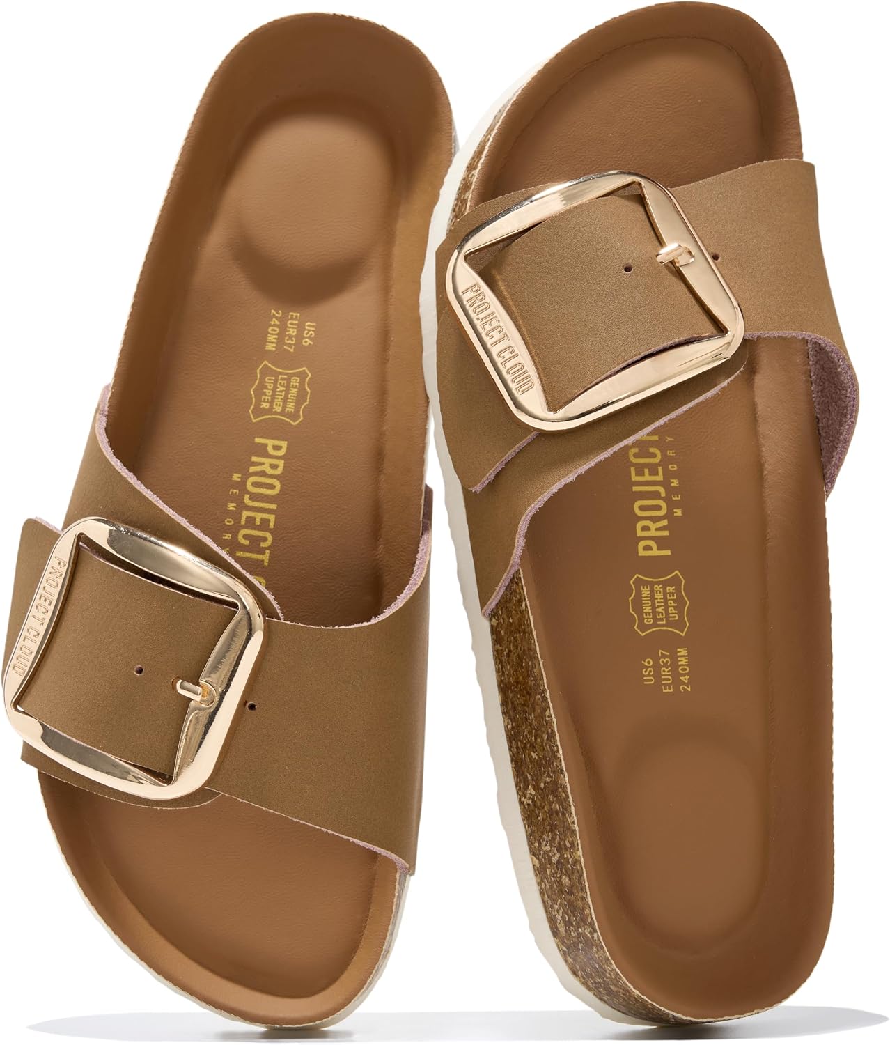 Detalle de Project Cloud 100% Leather Sandals for Women – Lightweight Memory Foam Slides
