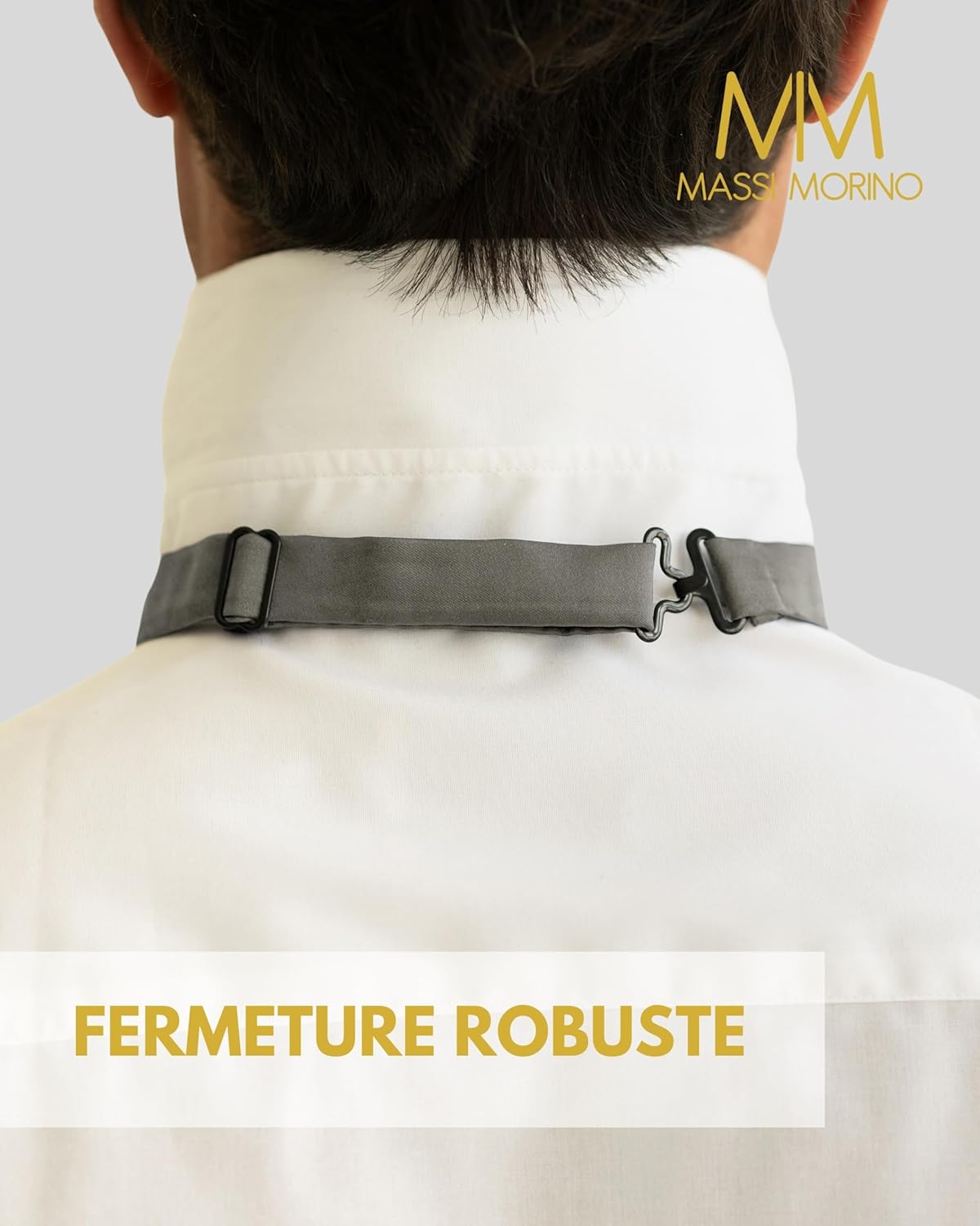 Thumbnail 3 de Massi Morino nœud papillon homme pré-noué et ajustable, unicolore