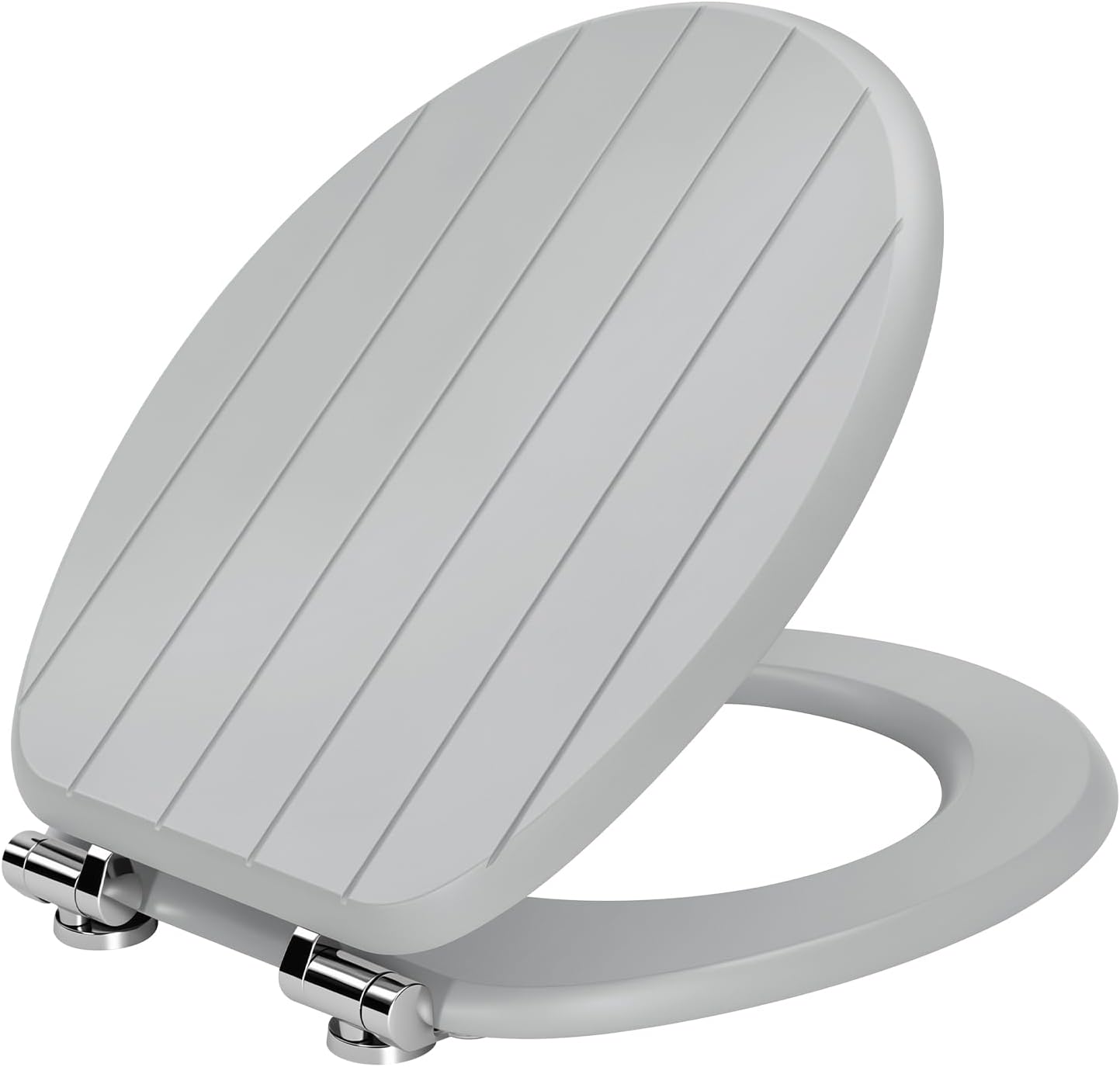 Detalle de WOLTU Toilettendeckel mit Absenkautomatik – O-Form aus MDF, 175 kg belastbar, Grau