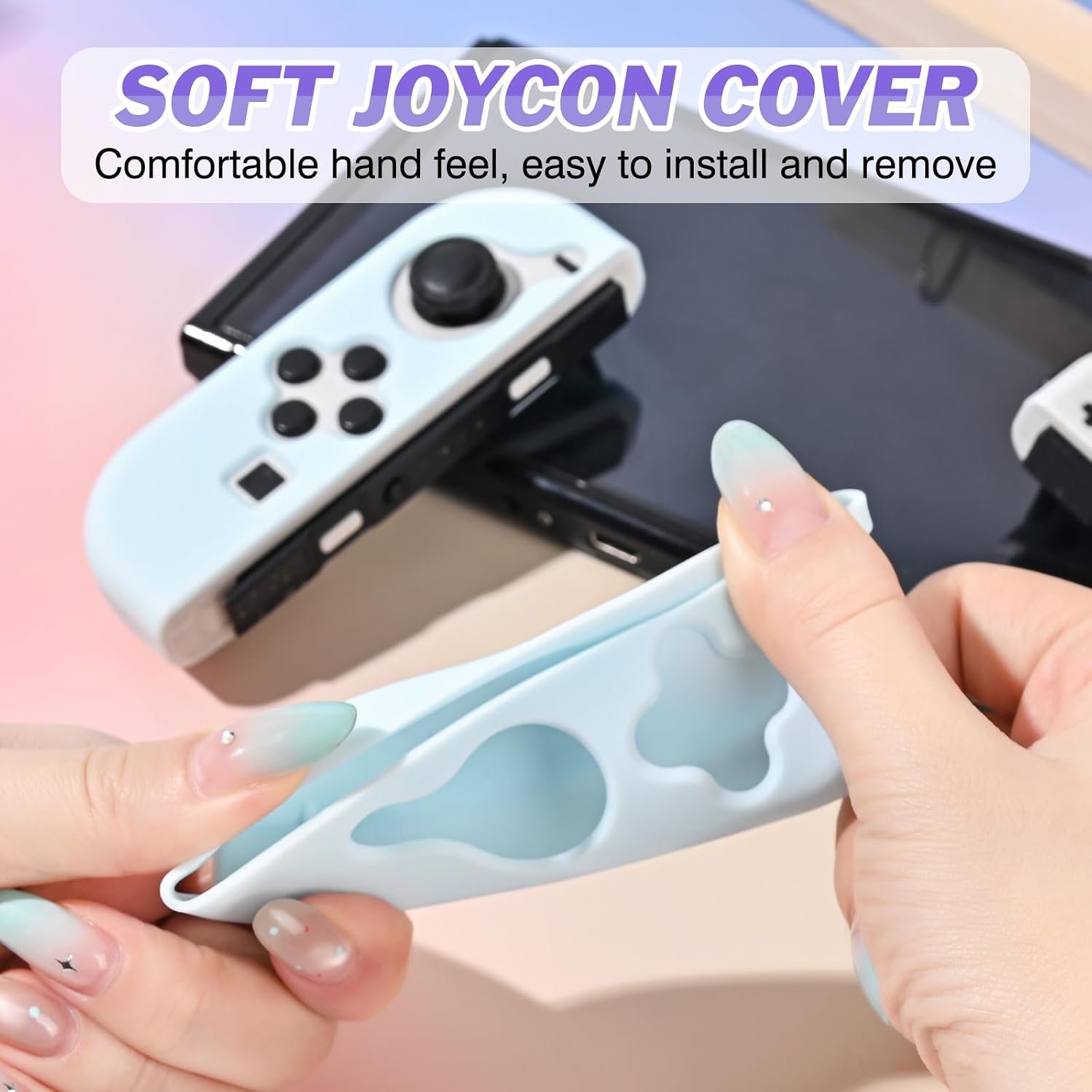 Detalle de DLseego Protective Cover Case for Switch/OLED – Sky Blue Soft Silicone Handle