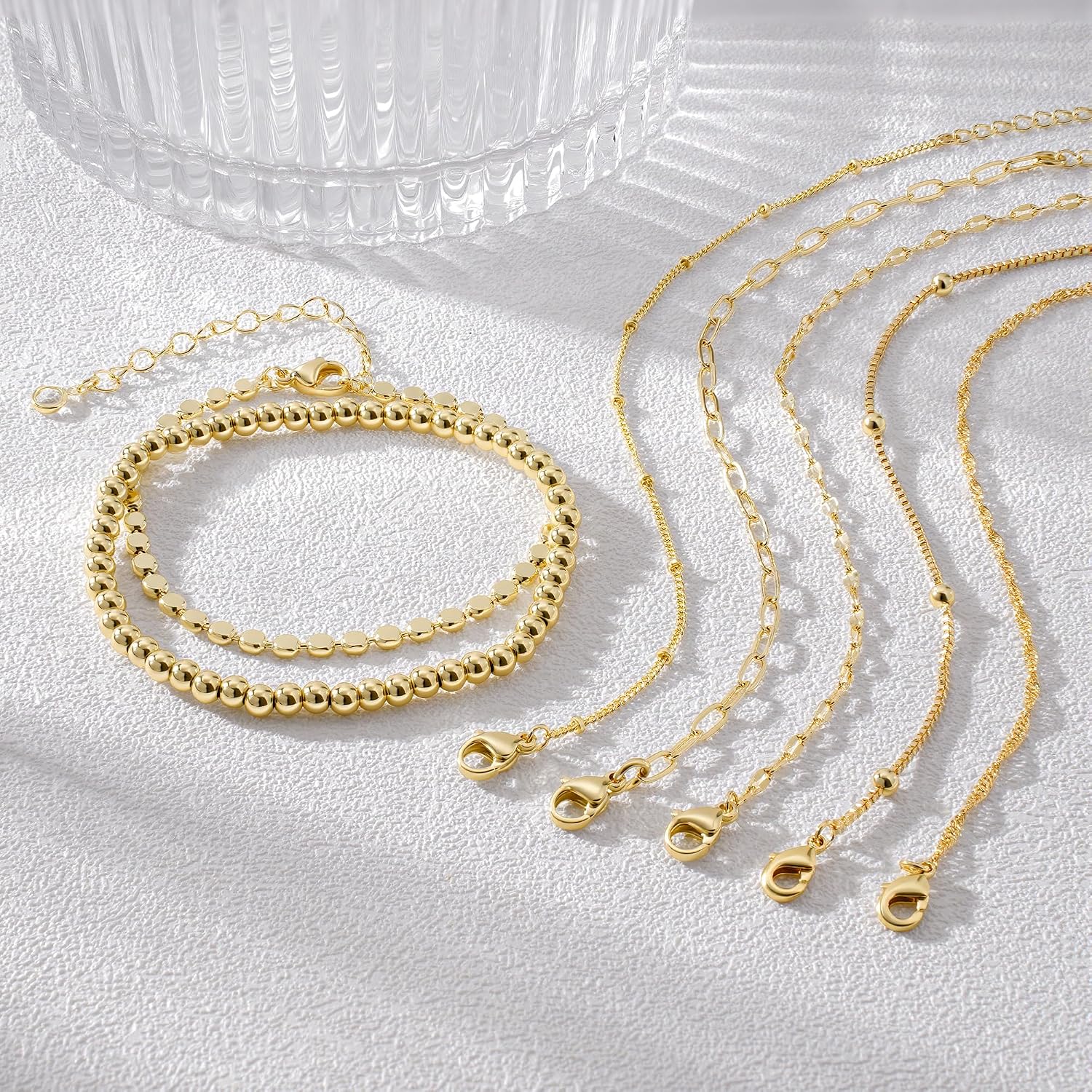 Detalle de Turandoss Gold Bracelet Set 14K Gold-Plated