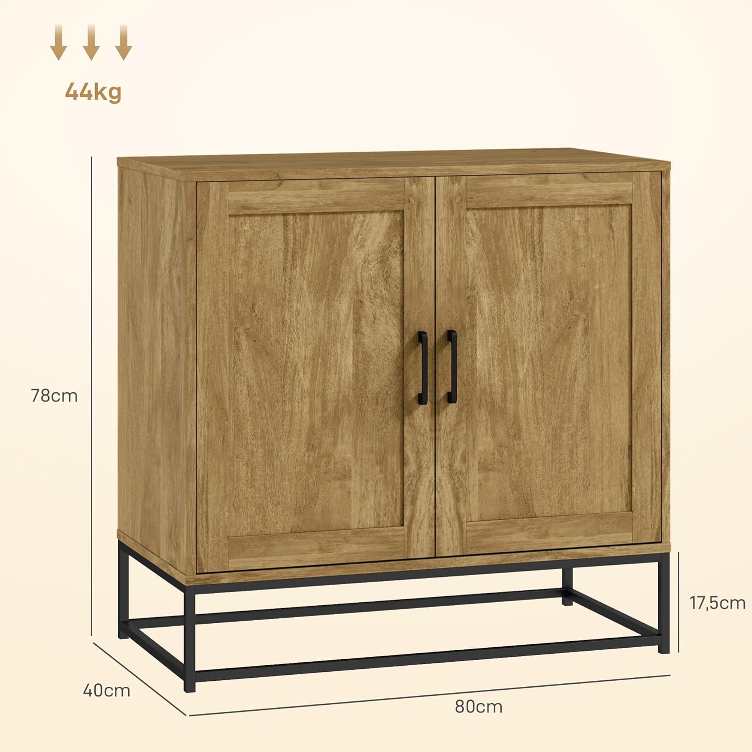 Thumbnail 2 de HOMCOM Buffet Salon de Rangement Moderne avec Placard à 2 Portes – 80 x 40 x 78 cm, Bois Naturel