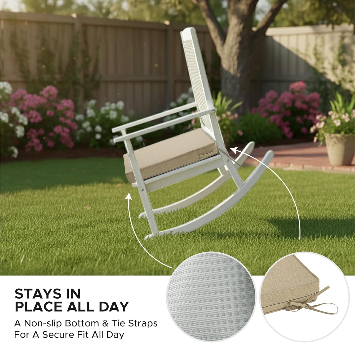 Thumbnail 4 de Fitfree Outdoor Chair Cushions: 19 x 19 inch, Water-Resistant & Fade-Resistant, Set of 6