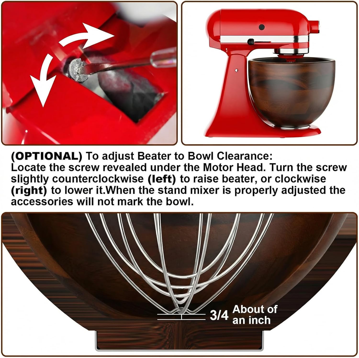 Detalle 2 de Cofun Premium Wood Mixing Bowl for 4.5–5 Qt Tilt-Head Stand Mixers (Acacia Wood)
