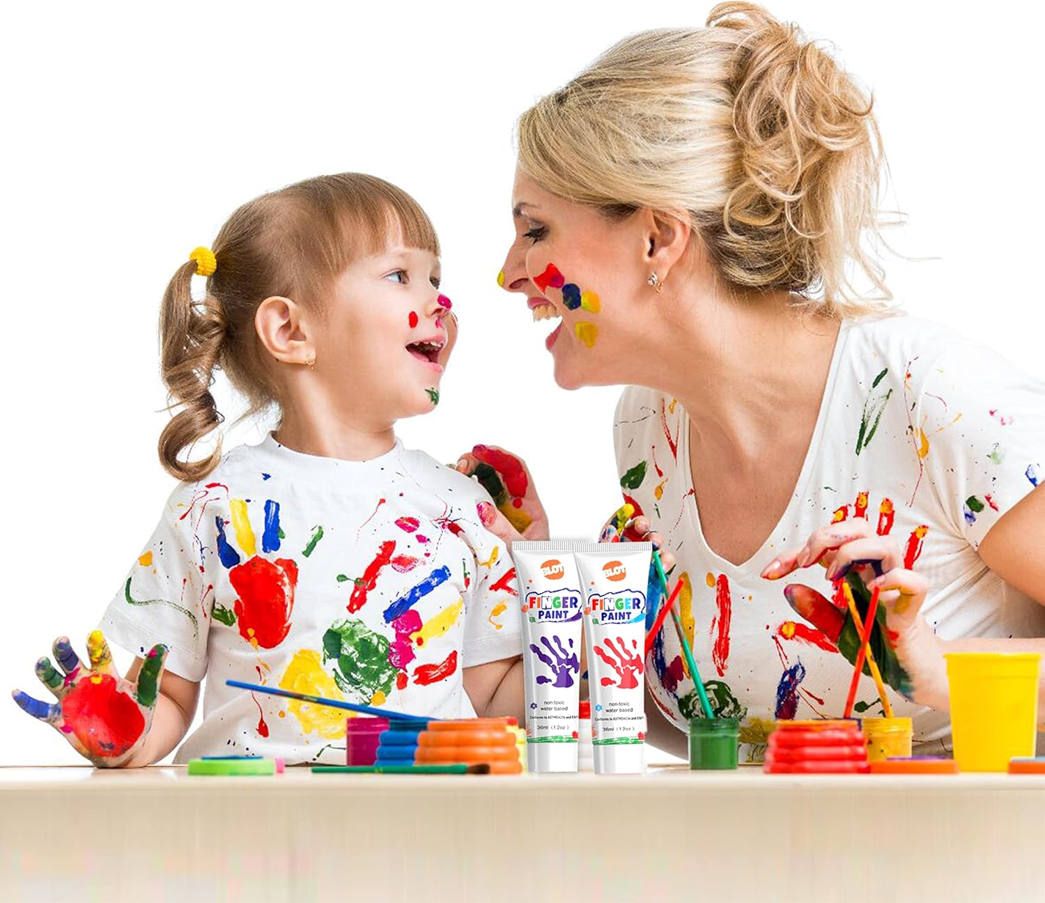 Thumbnail 4 de BLOT Kinder-Fingerfarben: ungiftige, waschbare Fingermalfarben mit Pinsel, Schwämmen & Palette