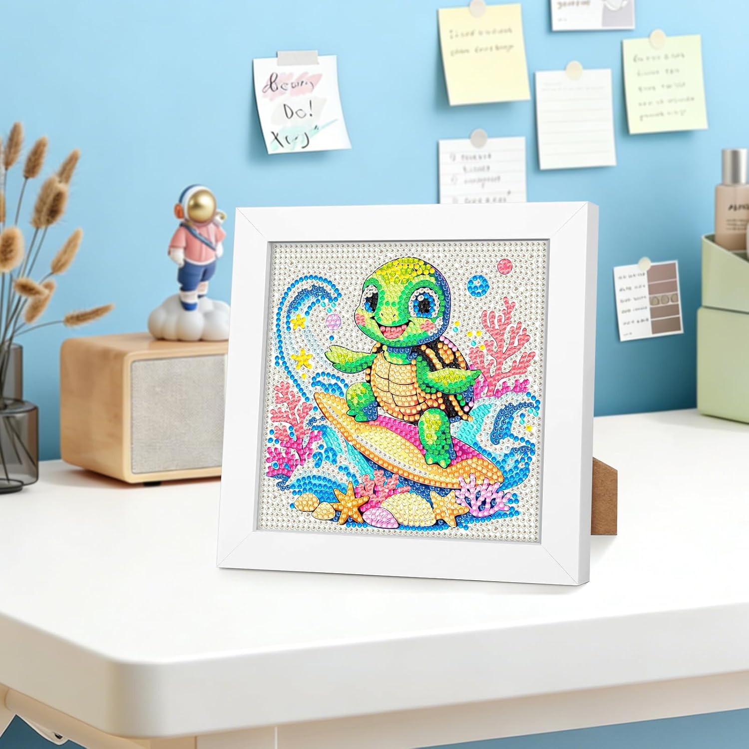 Thumbnail 1 de jieyisier Schildkröten Diamond Painting mit Holzrahmen (5D), 15 x 15 cm – für Anfänger