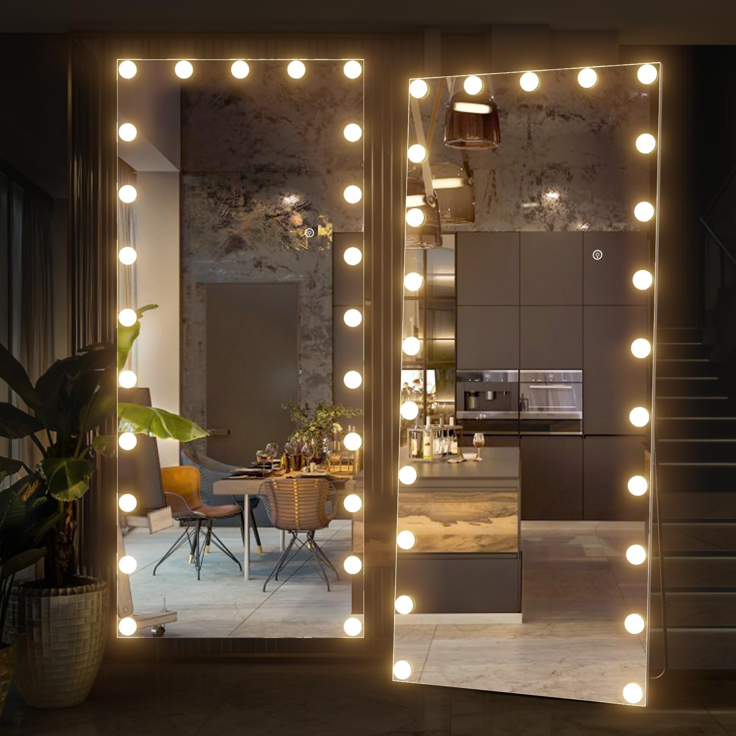 Detalle de CASSILANDO Hollywood-spiegel 165 x 60 cm met ledverlichting en 3 lichtkleuren