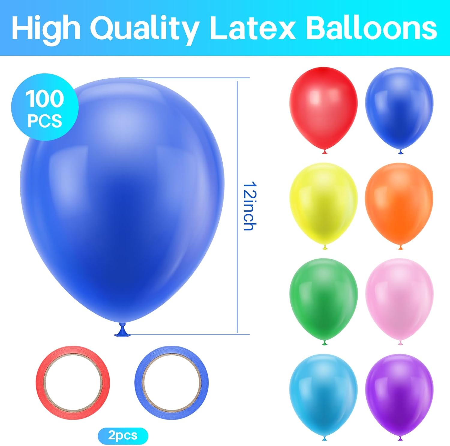 Thumbnail 2 de Jsdoin 12 Inch Rainbow Party Balloons 100 pack 🎈
