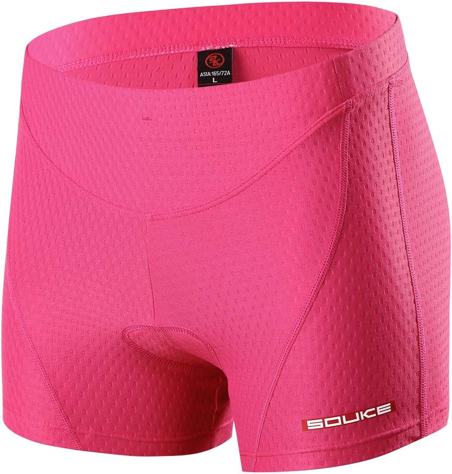 Detalle de Souke Sports Damen Fahrradunterhosen mit 4D-Polster, atmungsaktiv & rutschhemmendem Beingreifer