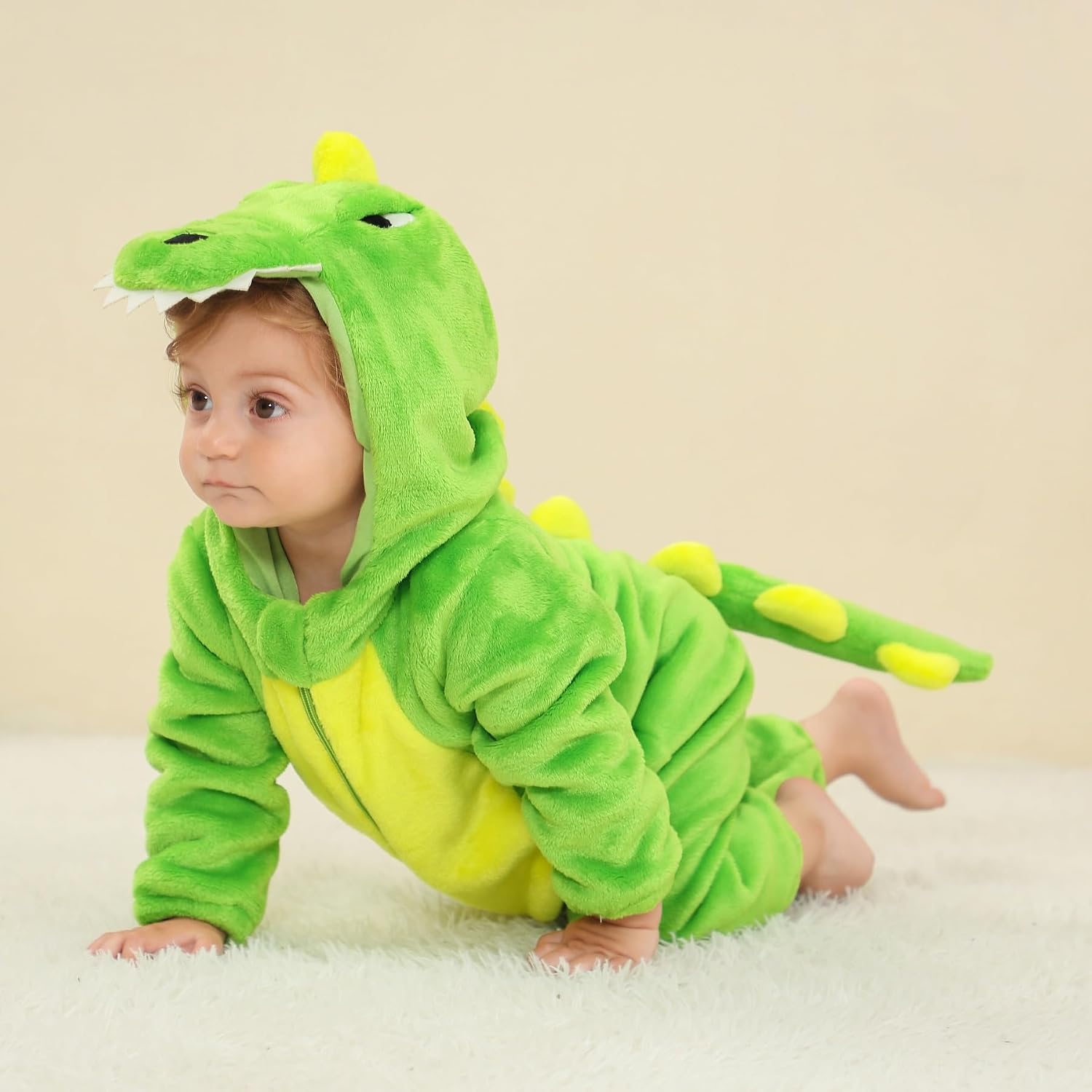 Thumbnail 4 de Hilmocho Baby Hooded Romper: Unisex Animal Cartoon Flannel Jumpsuit