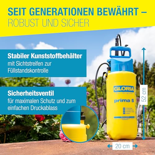 Detalle de GLORIA prima 5 Drucksprühgerät – 5 L, vielseitig einsetzbar im Garten