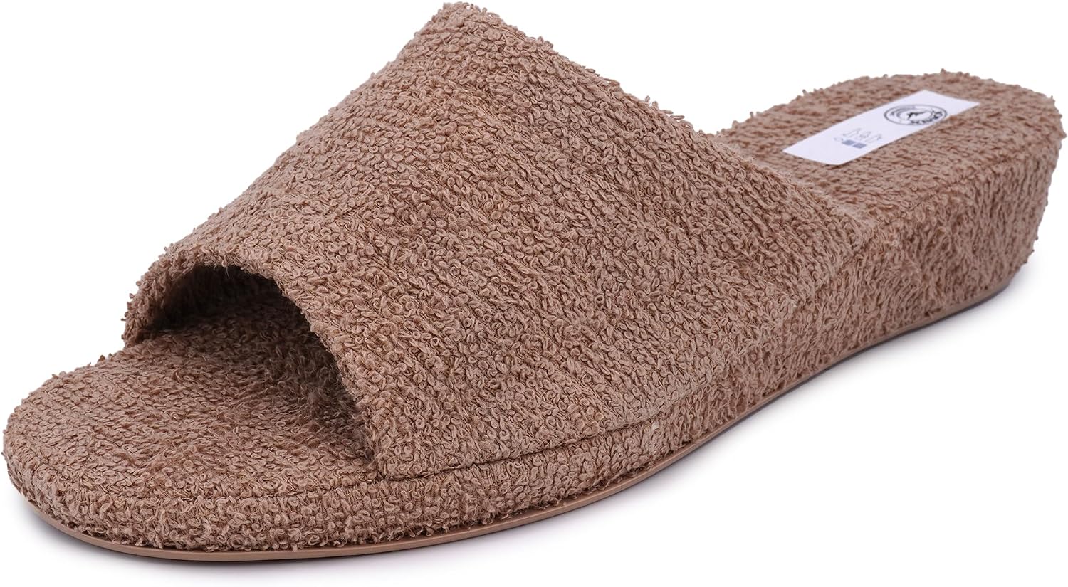 Detalle de JOMIX pantoffels met sleehak voor dames in badstof, met kurken tussenzool