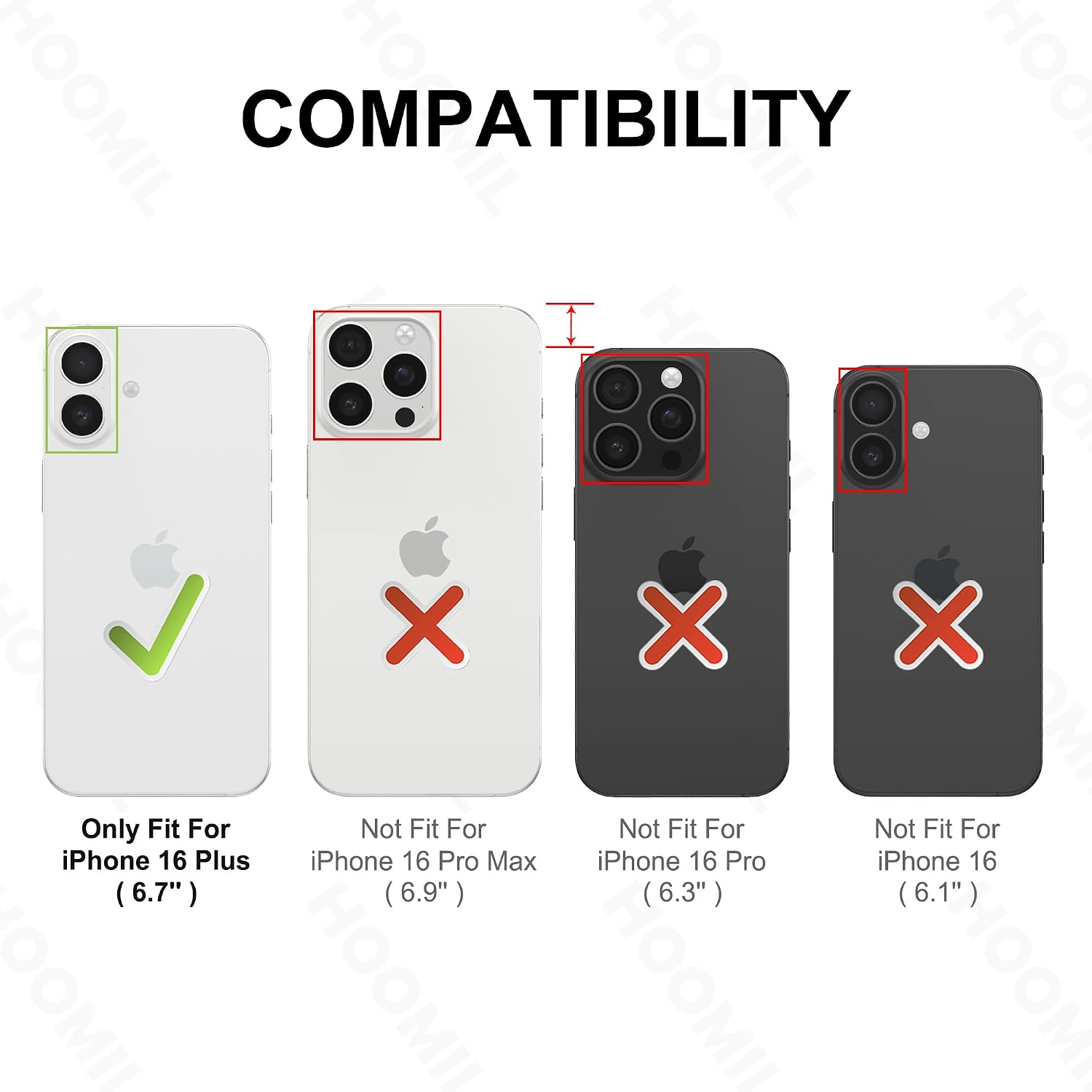 Thumbnail 1 de HOOMIL Case for iPhone 16 Plus with 2-Pack Tempered Glass Screen Protector