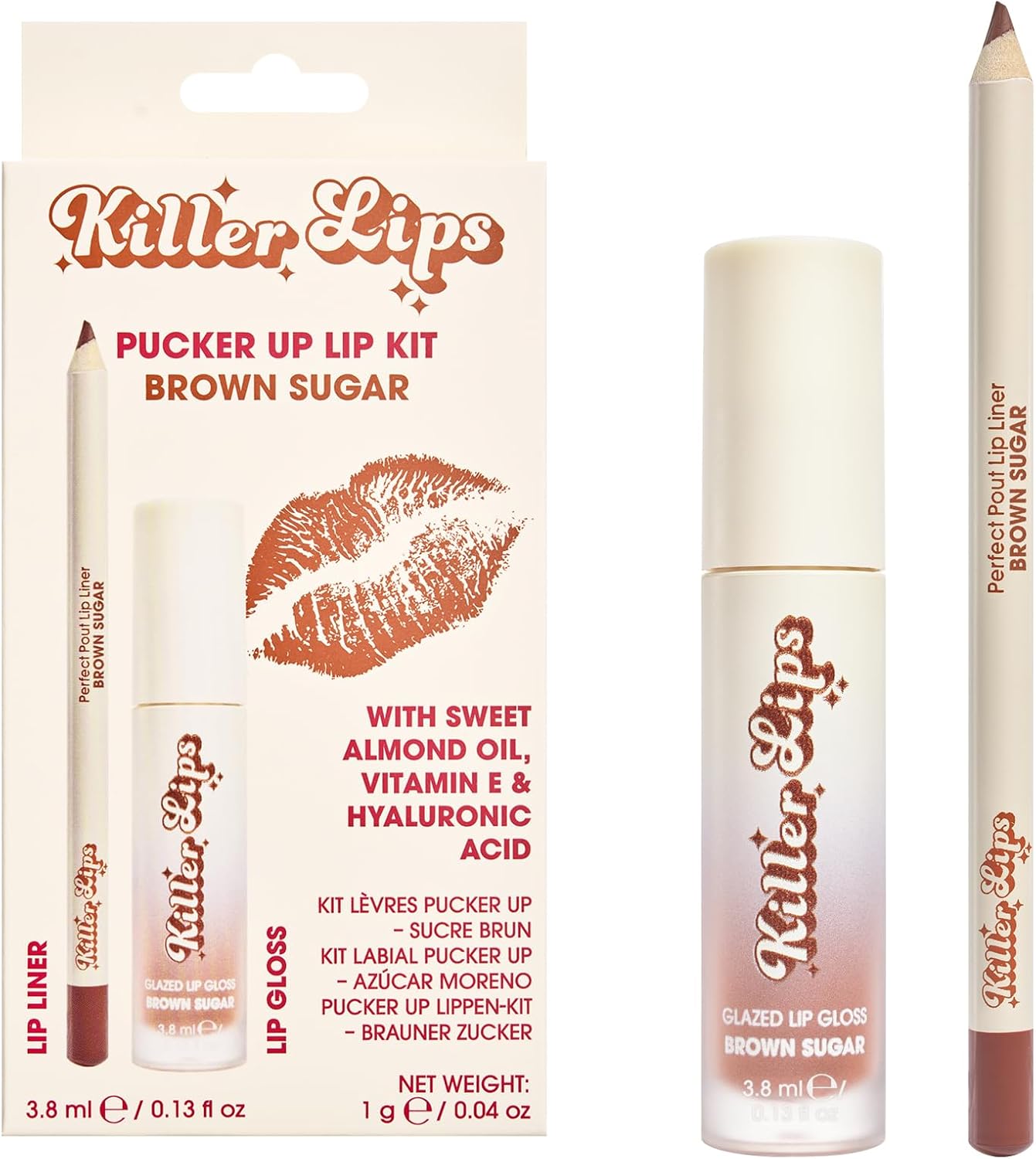 Detalle de Killer Lips Pucker Up Lip Kit - Brown Sugar: lucentezza, nutrimento e comfort