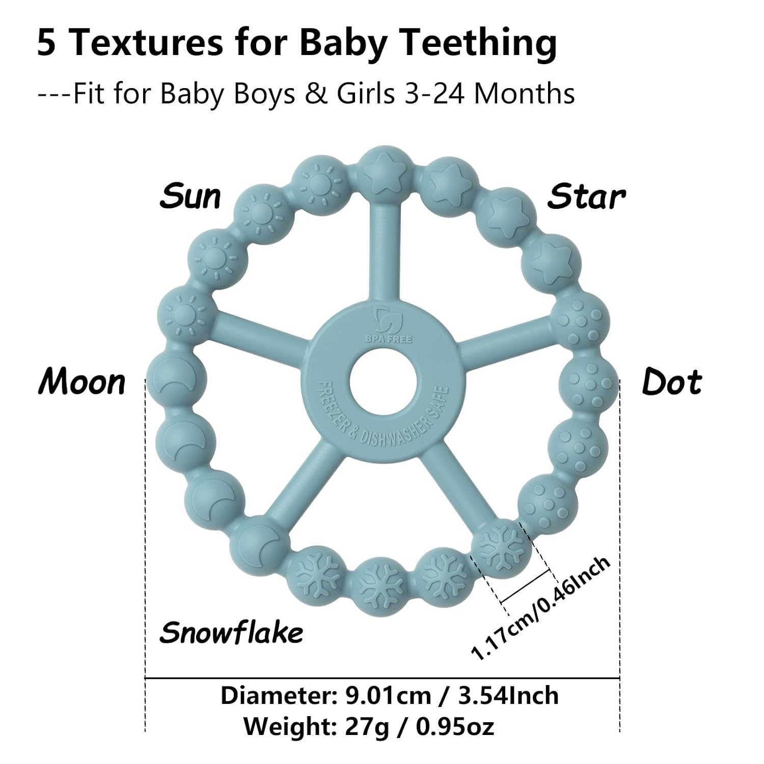 Detalle de Seposeve 3-Pack Silicone Ring Teethers with Five Textures for Babies