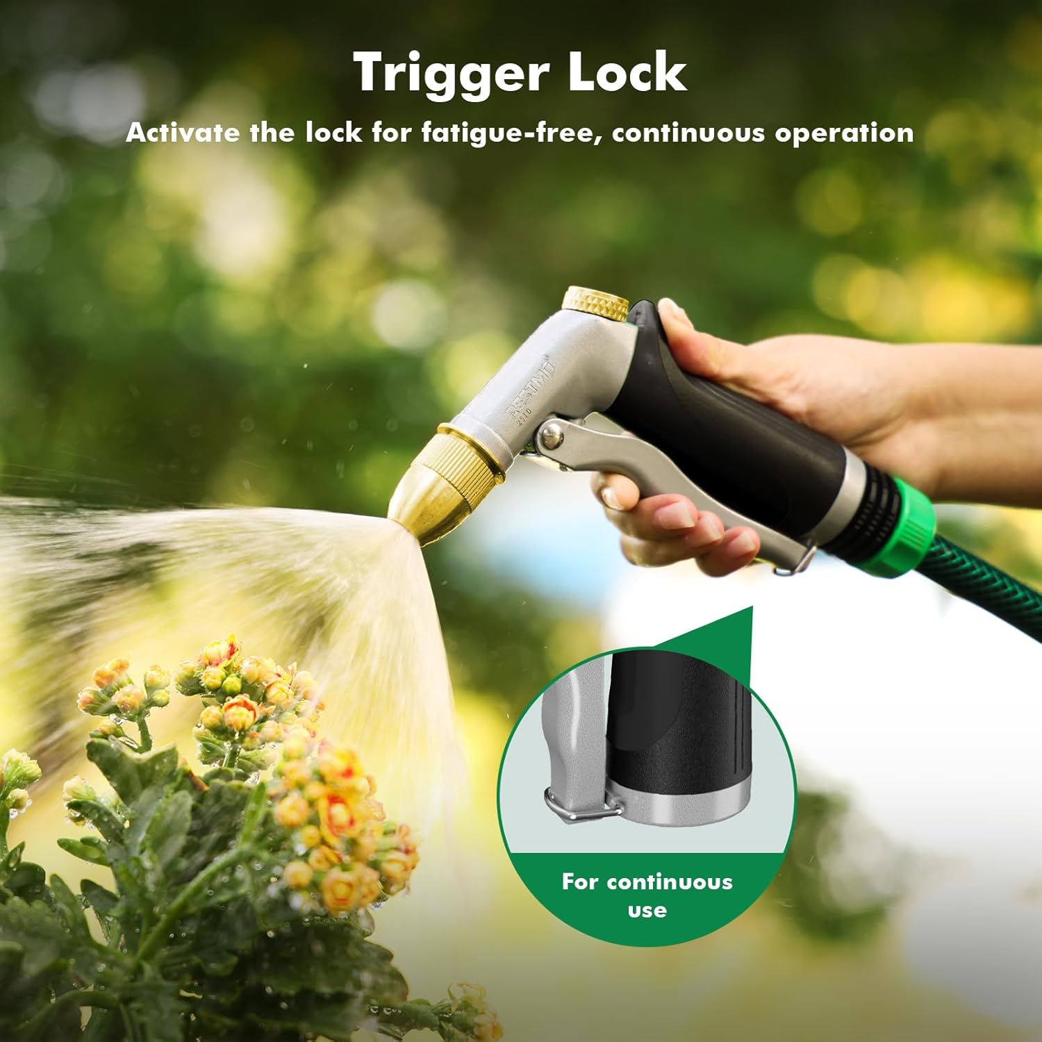 Thumbnail 3 de RESTMO High Pressure Hose Pipe Spray Gun (100% metal, solid brass head, 4 spray patterns) – Black