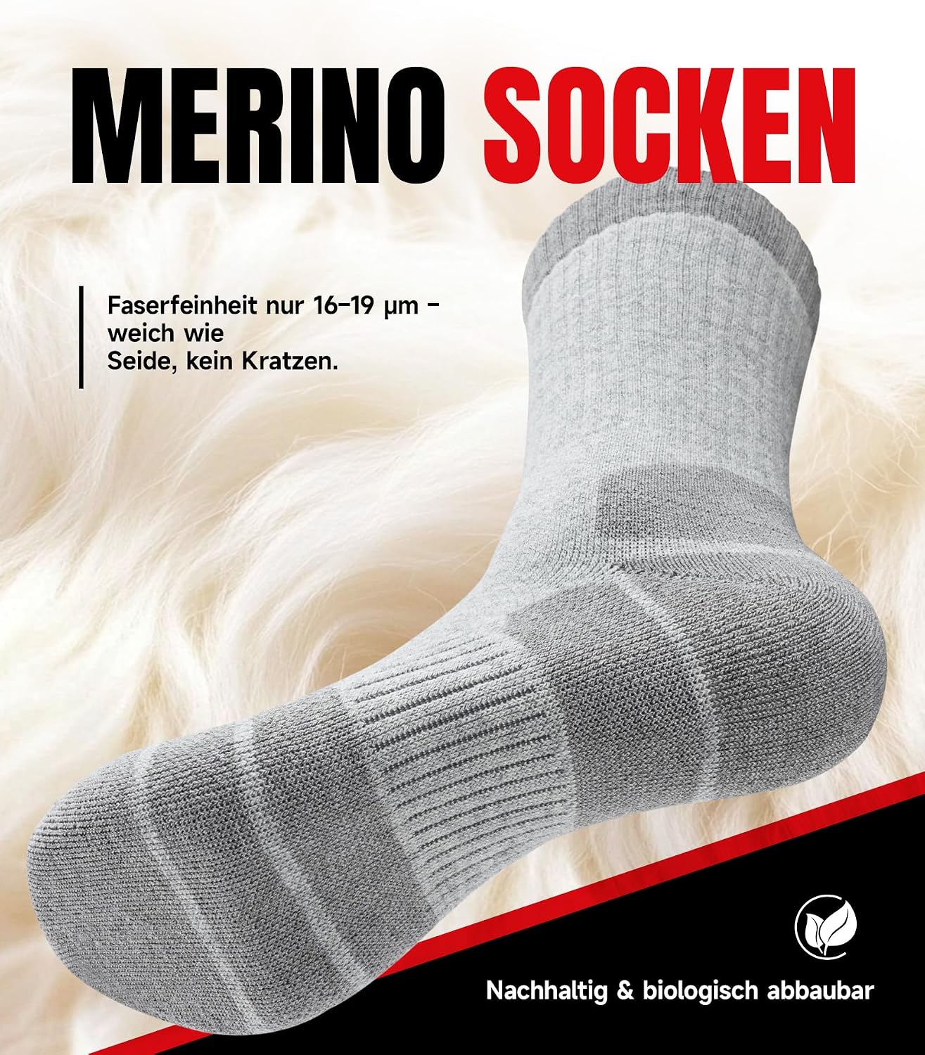 Detalle 2 de PULIOU Merino Socken Thermosocken 3 Paar