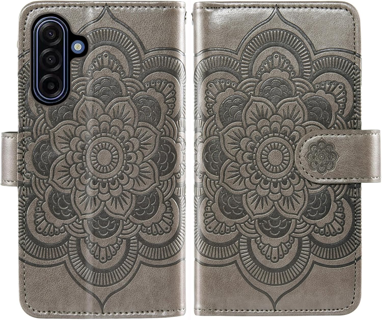 Thumbnail 4 de Asuwish Wallet Case for Samsung Galaxy A17 5G – Grey with Tempered Glass Screen Protector