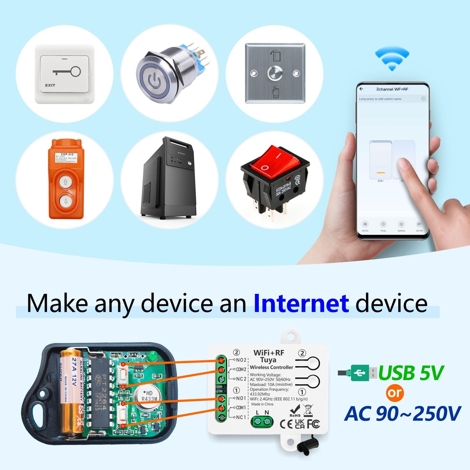 Detalle de DieseRC Tuya interruttore intelligente 2 canali 🔌