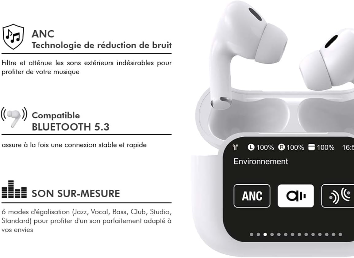 Thumbnail 2 de Force Power Play Touch XL Auricolari True Wireless ANC touch 1,65” in-ear bianco