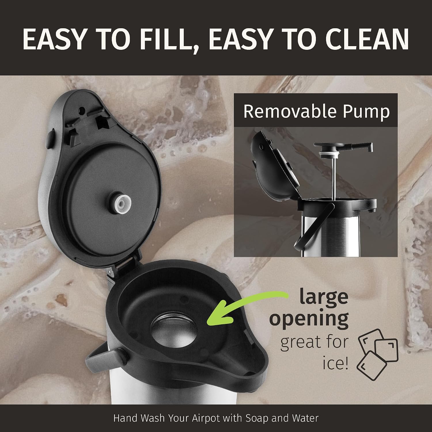 Thumbnail 5 de CRESIMO Airpot3L 3L Pump Airpot, Stainless Steel, 12-Hour Hot Retention