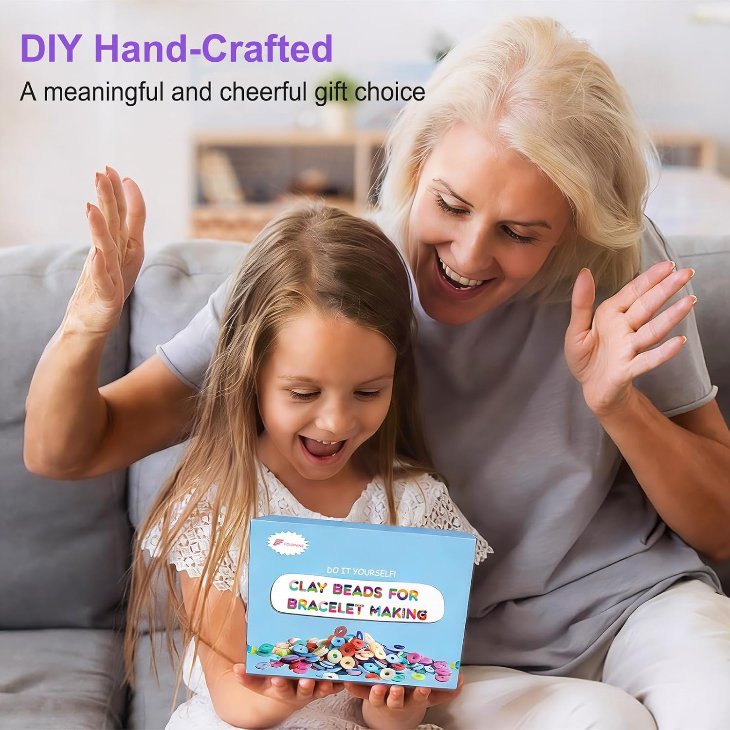 Thumbnail 5 de Fournine 10000 Pcs Clay Beads Bracelet Making Kit – 3 Boxes, 60 Colours, with Letter Beads and Charms