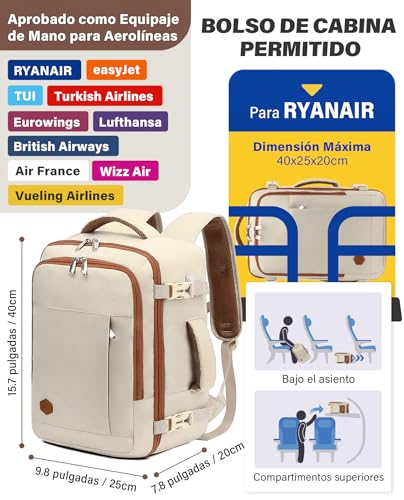 Detalle de Mochila VANKEV Viaje Cabina 40x20x25 cm (20L) para Ryanair: cabina eficiente para portátil de 14