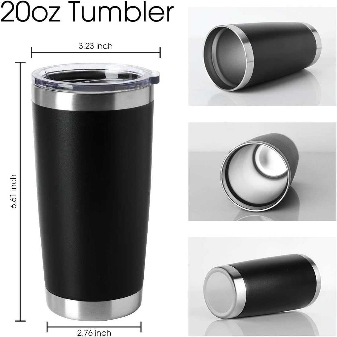 Detalle 2 de HASLE OUTFITTERS 20oz Tumbler Set (8-Pack) Bulk Stainless Steel, Double Wall Vacuum Insulated with BPA-Free Lid
