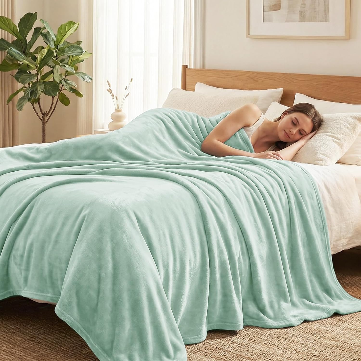 Thumbnail 6 de CozyLux Plaid couverture polaire 220x240 cm vert sauge