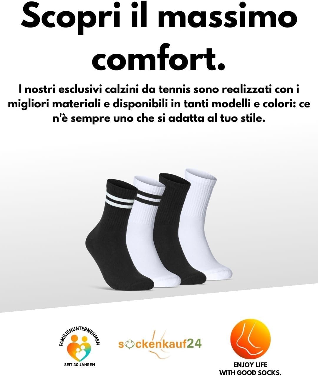 Thumbnail 6 de sockenkauf24 Calze Sportive Uomo Calzini Tennis 6 Paia Spugna Rinforzati Crew Socks