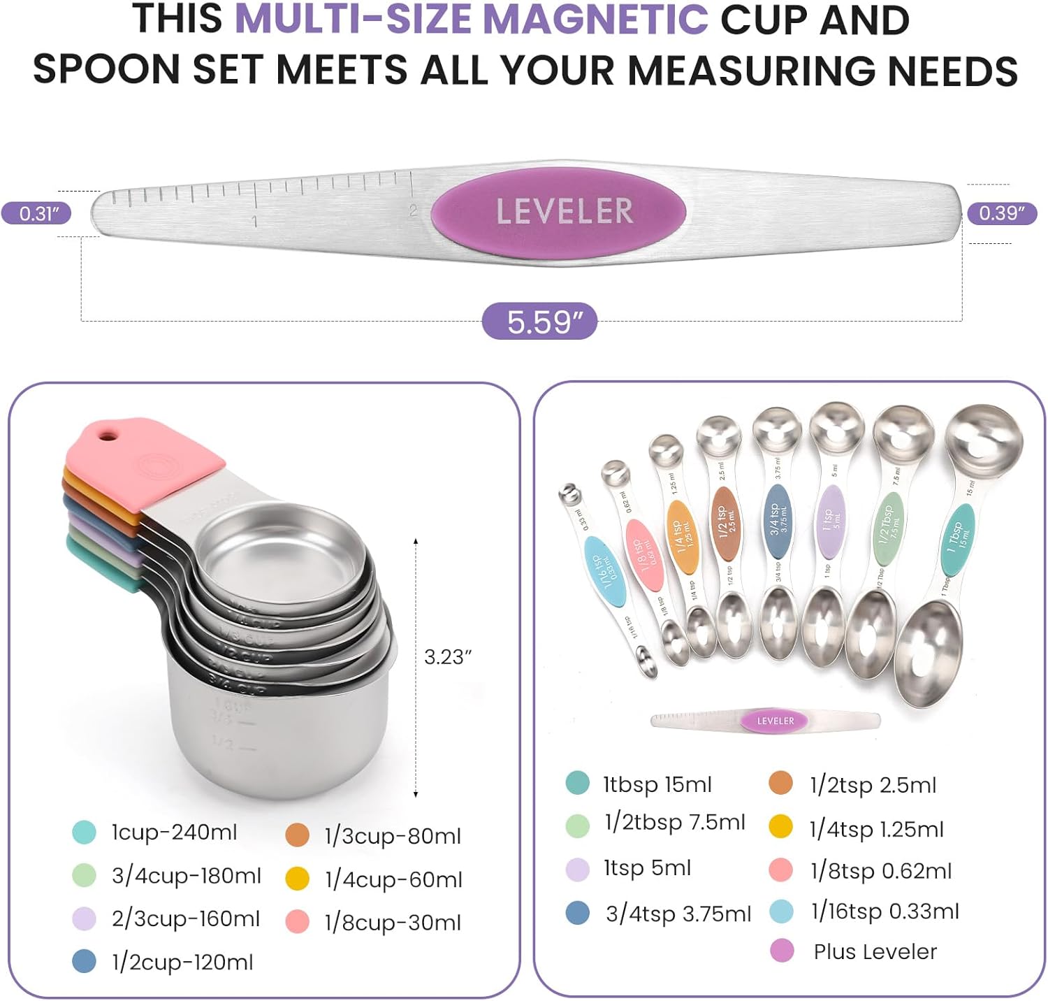 Thumbnail 5 de Magnetic Measuring Cups and Spoons Set 16 🍴