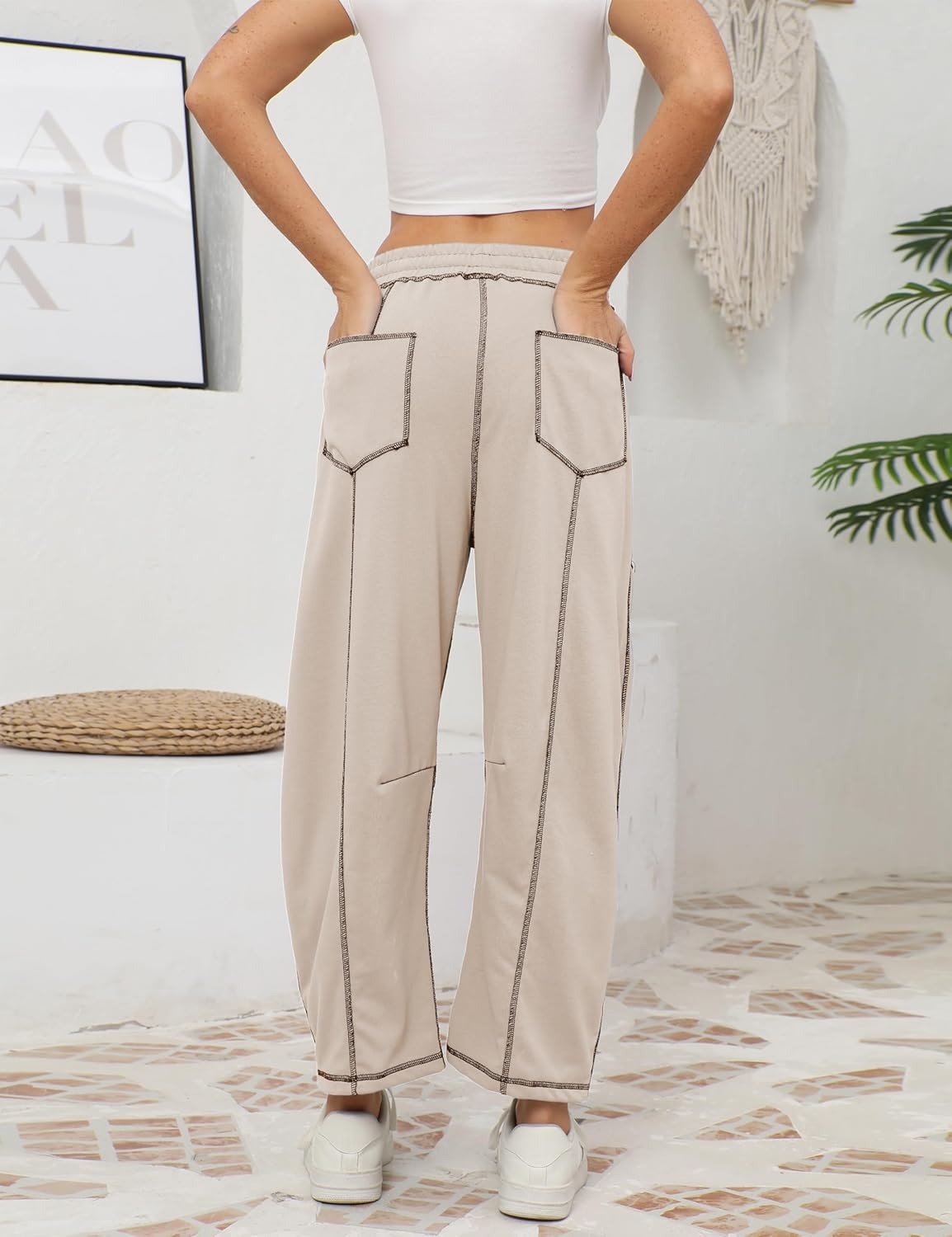 Thumbnail 2 de Athlisan Women’s Baggy Barrel Pants Wide-Leg Lounge Sweatpants with Pockets