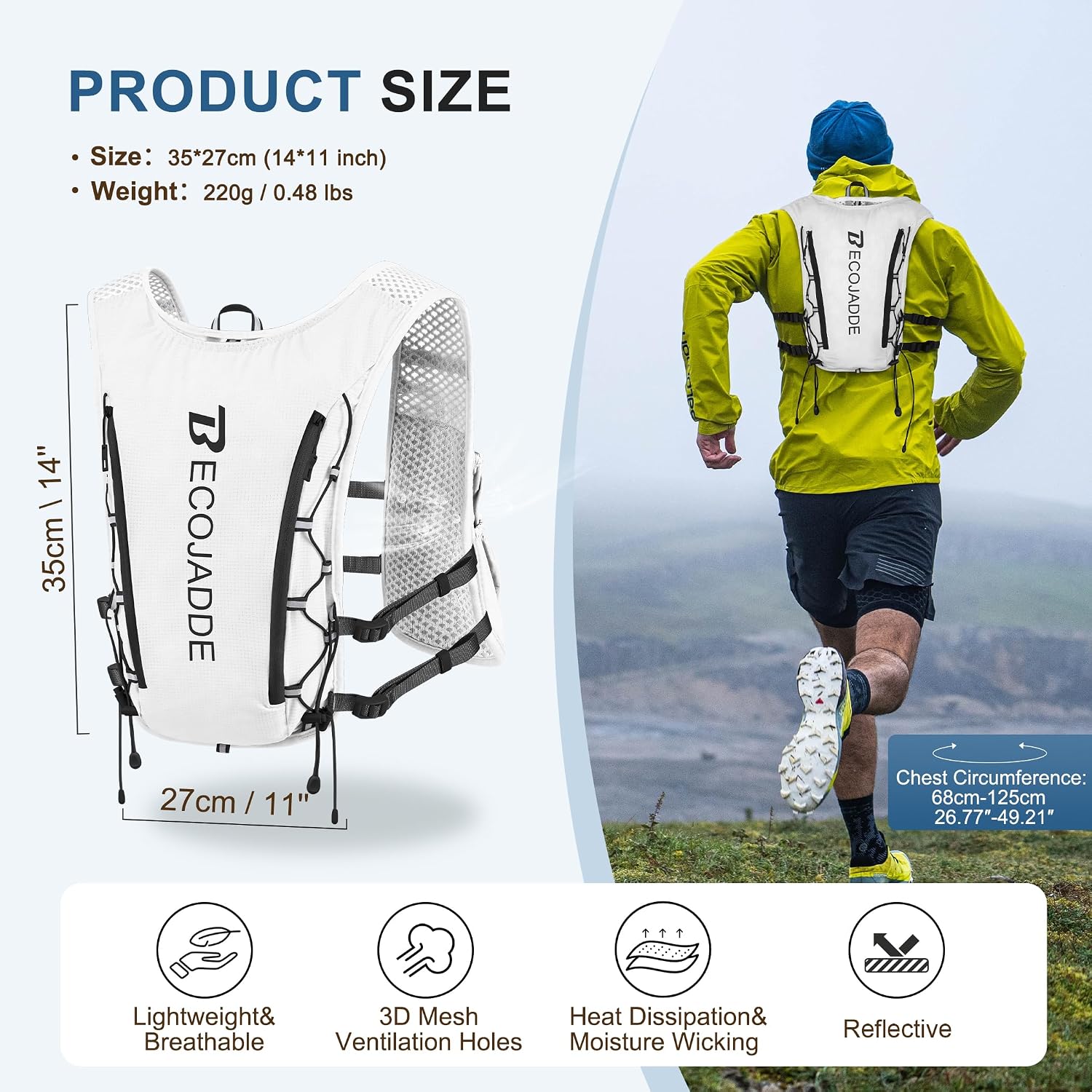 Thumbnail 3 de BECOJADDE Running Vest 5L hydration pack