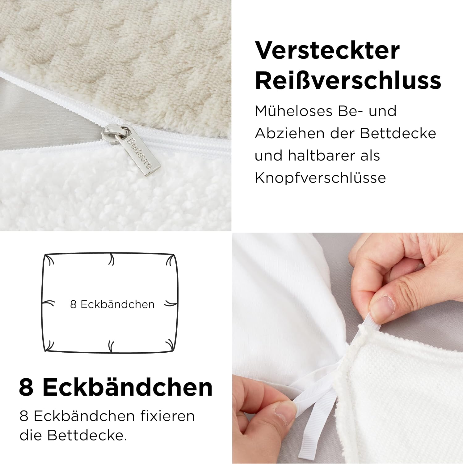 Detalle 2 de BEDSURE Flauschige Bettwäsche 155x220 Grau