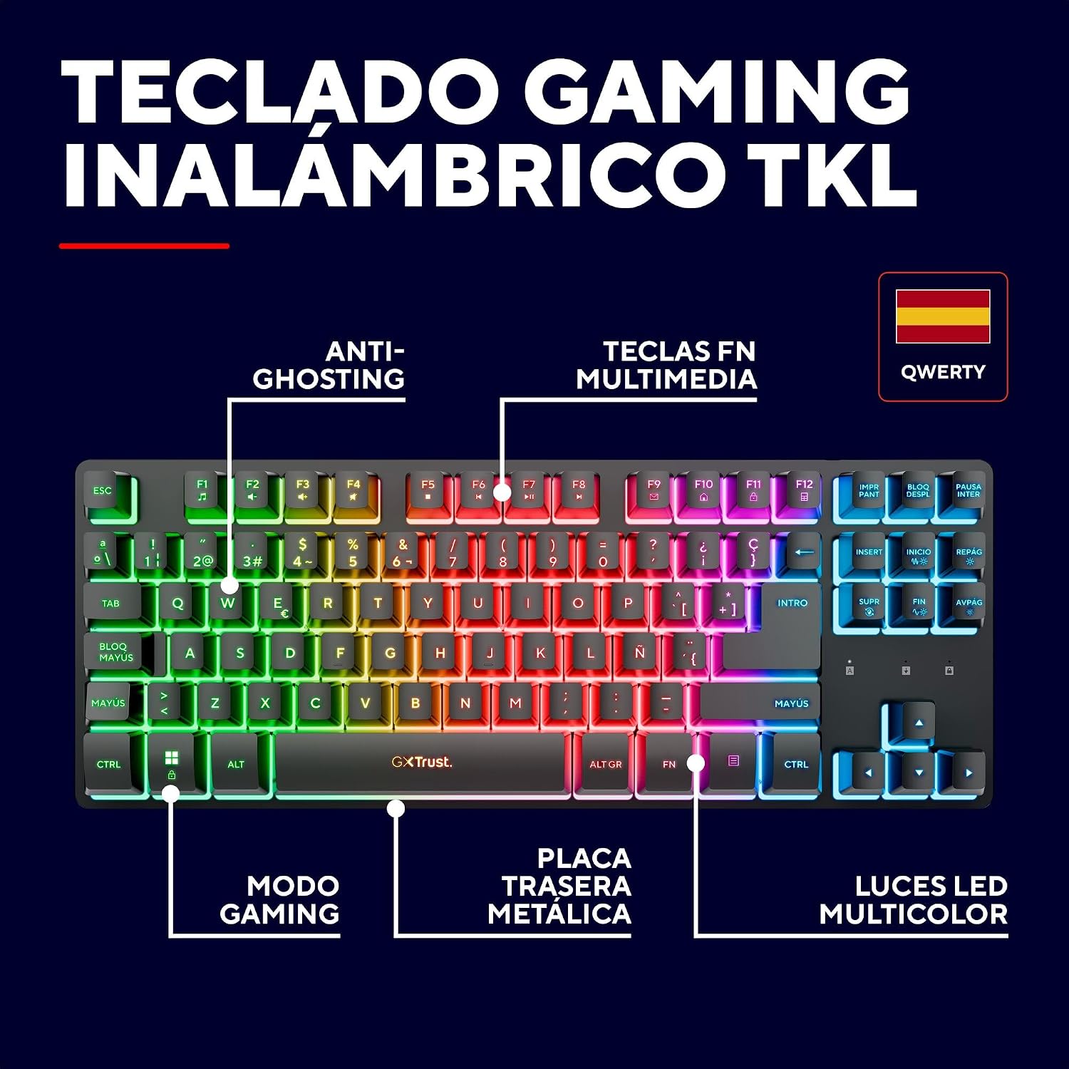 Thumbnail 1 de GXTrust 1831 Dothix Teclado Inalámbrico TKL 80% con RGB y 2.4 GHz
