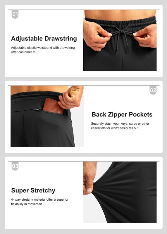 Thumbnail 5 de Pudolla Men's Athletic Stretch Joggers with Zippers