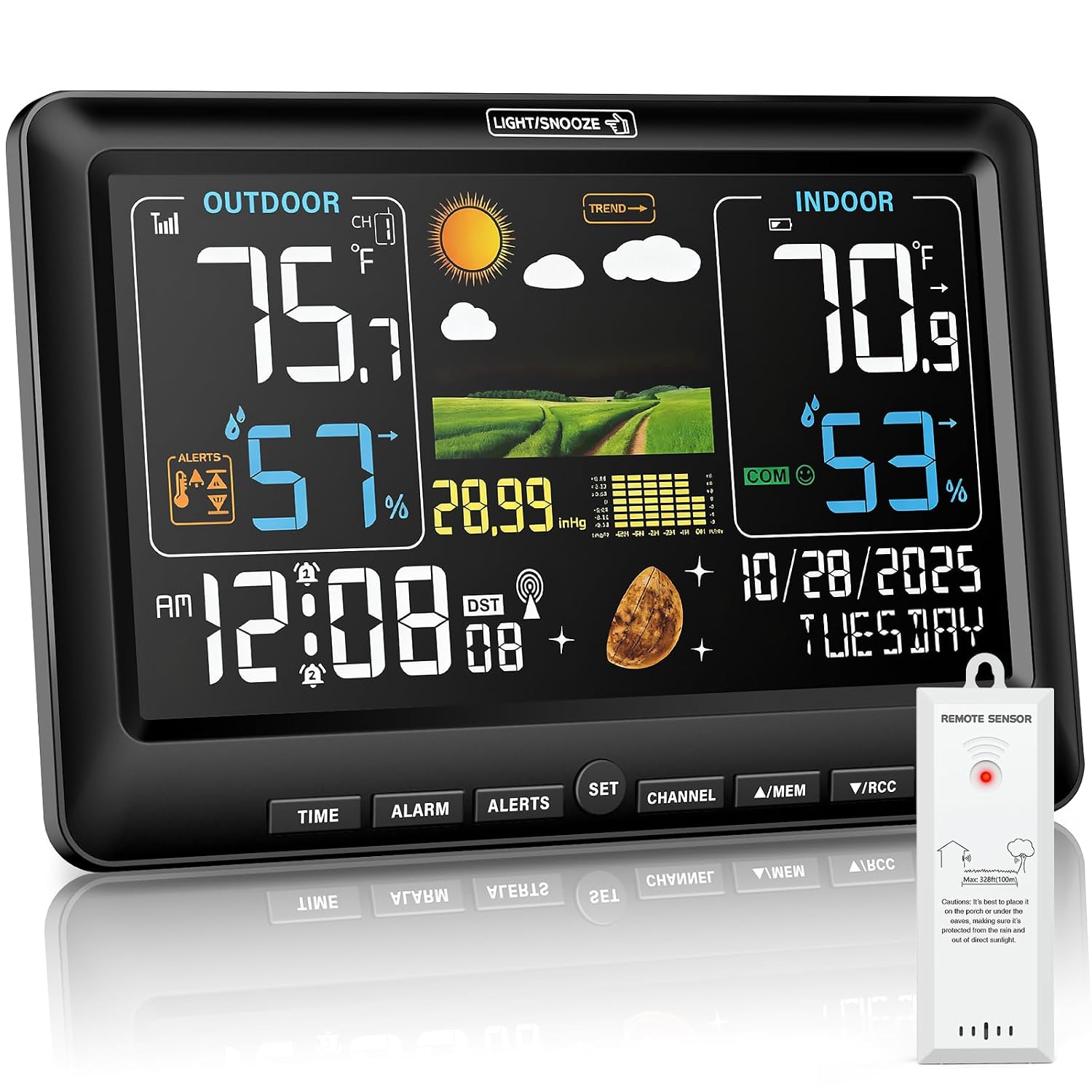 Detalle de BluSon BJ8284 Weather Station with Color Display, Wireless Sensor and Atomic Clock