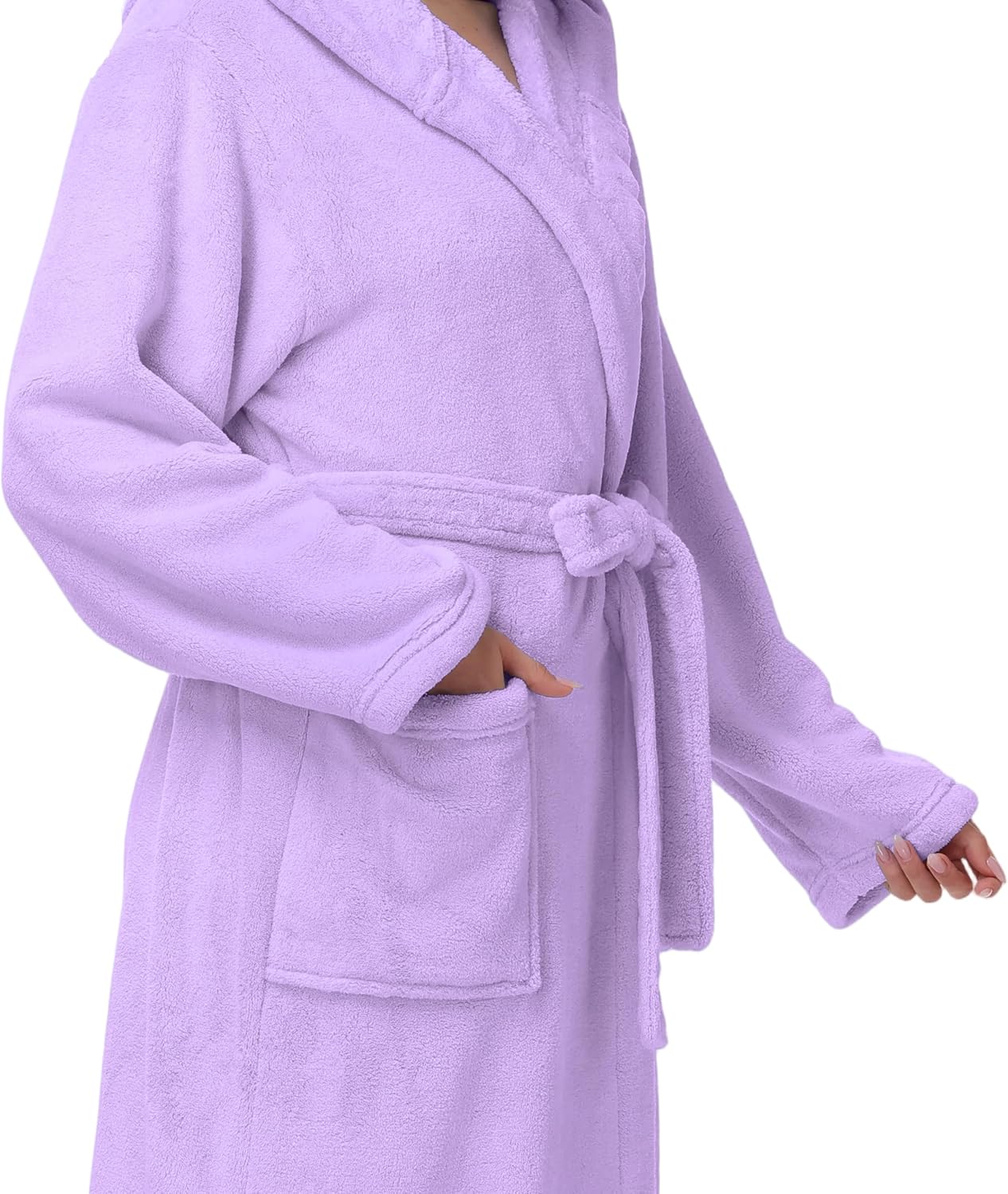 Detalle de Eonkasp Hooded Fleece Bathrobe