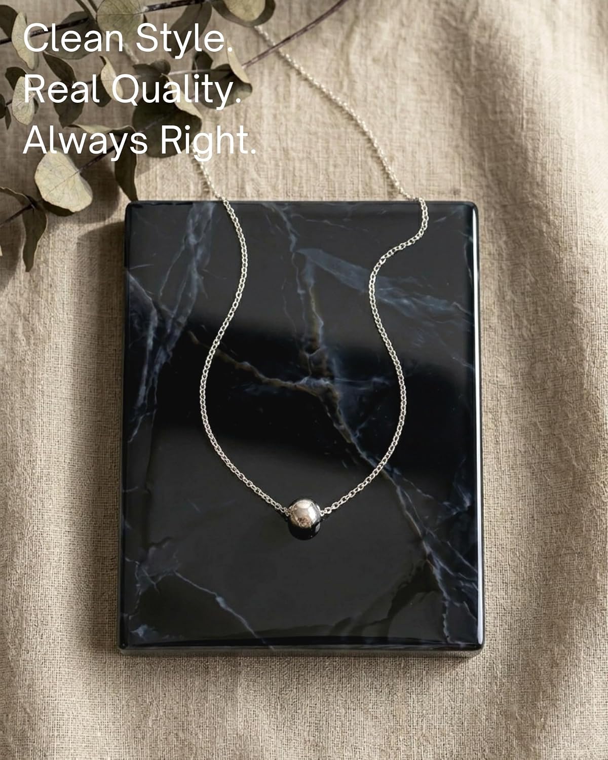 Detalle de Annika Bella Silver Ball Choker Necklace for Women – Minimalist Dainty Bead Pendant