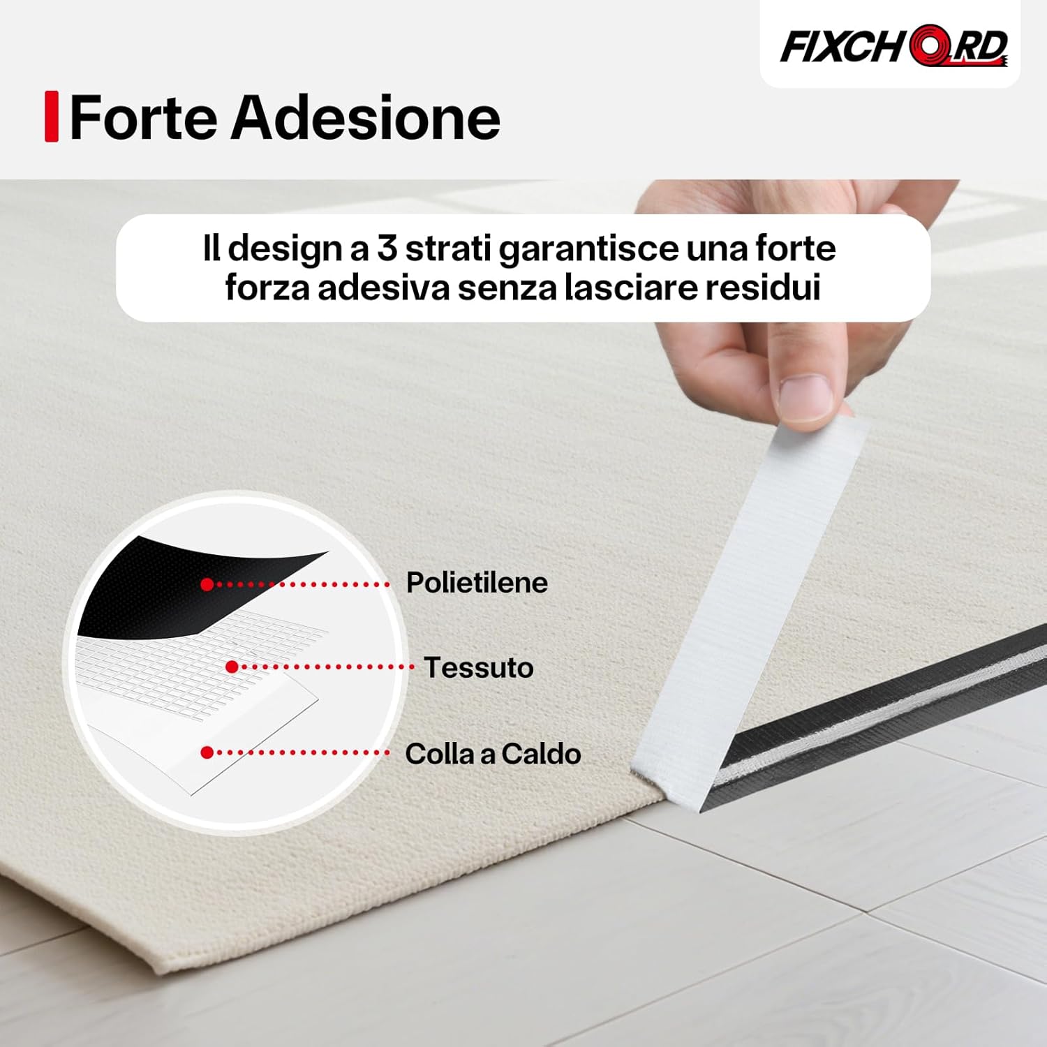 Detalle de FIXCHORD nastro adesivo in tessuto 25 mm × 50 m impermeabile nero