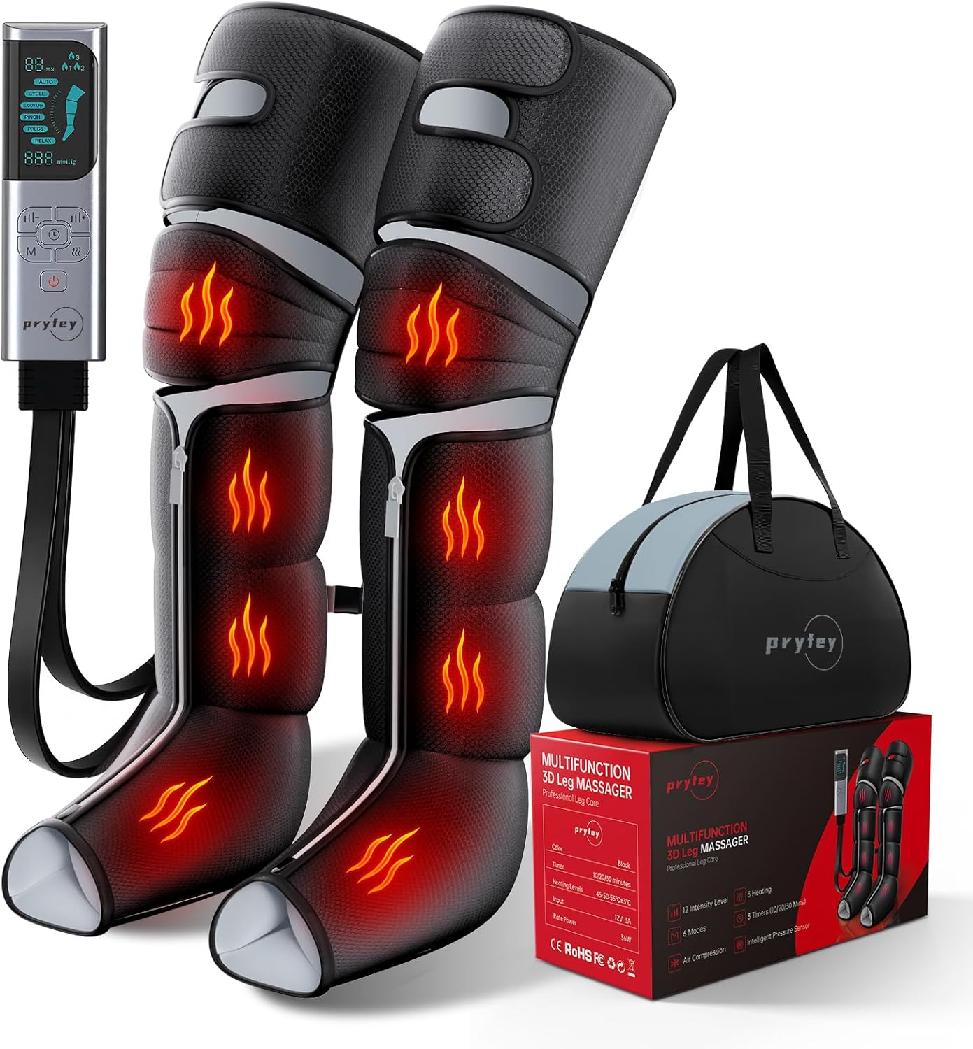 Detalle de MZCNU Leg Compression Massager with Heated Knee: 6 Modes, 12 Intensities, 6 Heating Zones