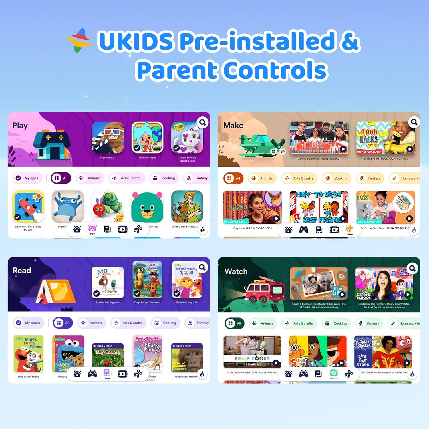 Thumbnail 4 de URAO Kids Tablet 10-Inch with Case, Android 16.0, 20GB RAM, 64GB ROM + 1TB Expandable, Parental Controls